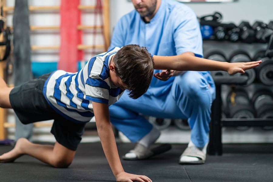 Child doing physical therapy